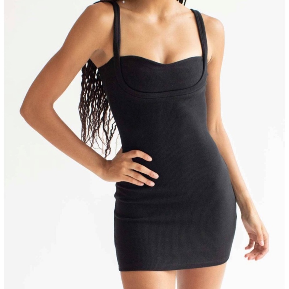 Black Lined Bust Mini Dress